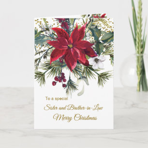 Poinsettia Sister & Brother-in-Law Christmas Holiday Card