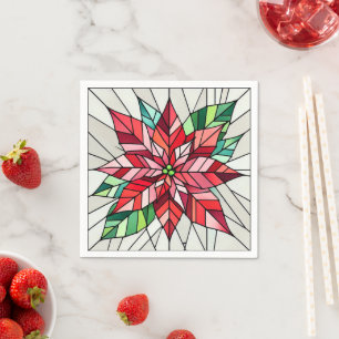 Poinsettia Stained Glass Festive Florals Decoupage Napkin