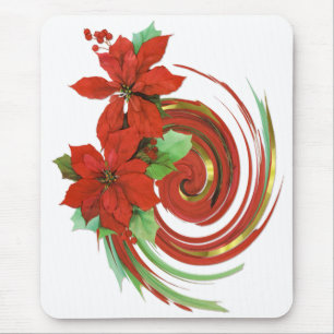 Poinsettia Swirl Mouse Pad
