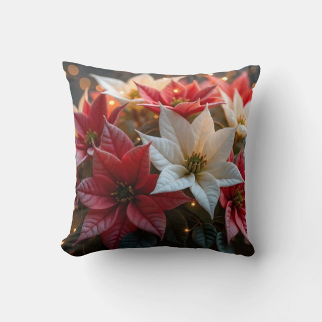 Poinsettia Throw Pillow 1 (Front)