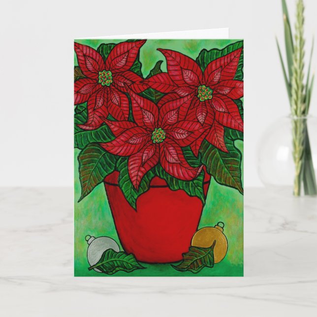 "Poinsettia Time" Christmas Card (Front)
