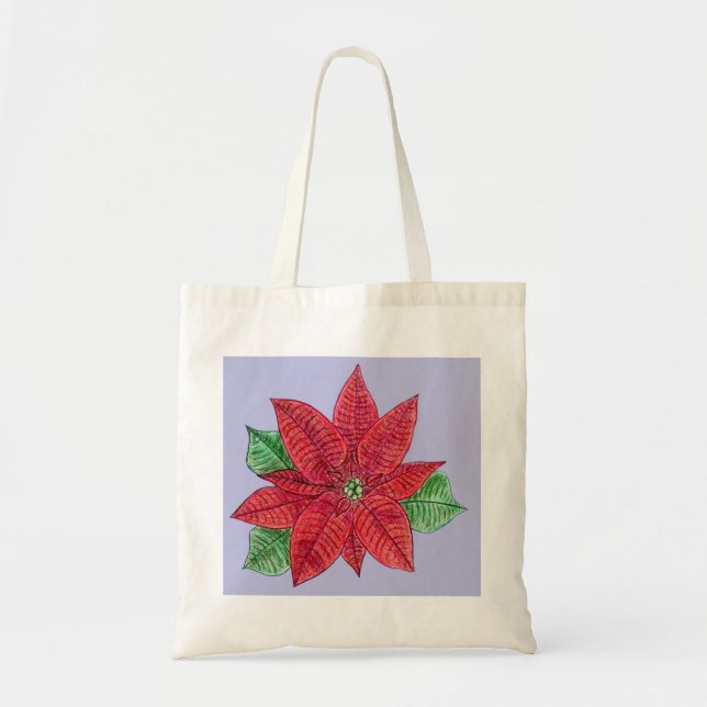 Poinsettia Tote Bag - Lavender (Front)