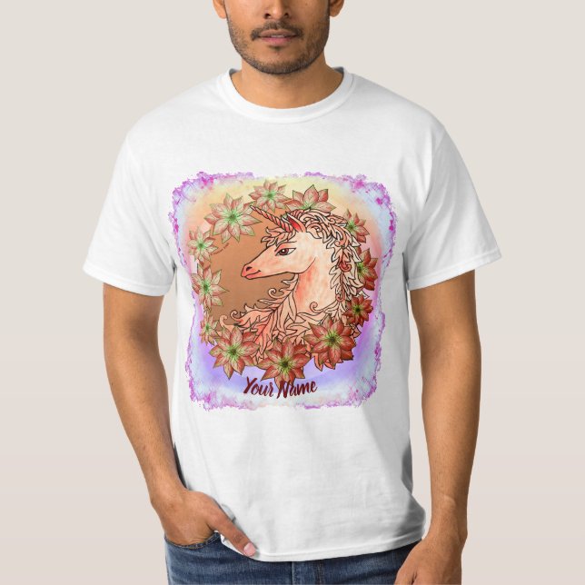 Poinsettia Unicorn  T-Shirt (Front)