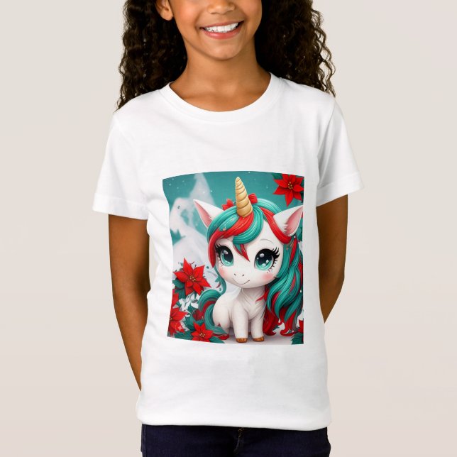 Poinsettia Unicorn  T-Shirt (Front)