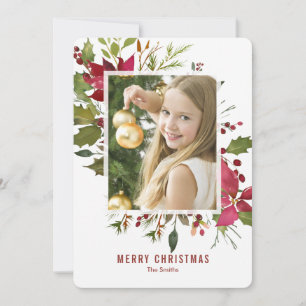 Poinsettia Watercolor Christmas Card