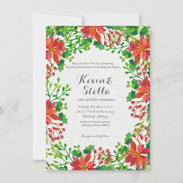 Poinsettia Wedding Invitation (Front)