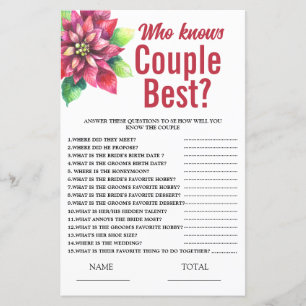 Poinsettia Who knows Couple Bridal Shower Game