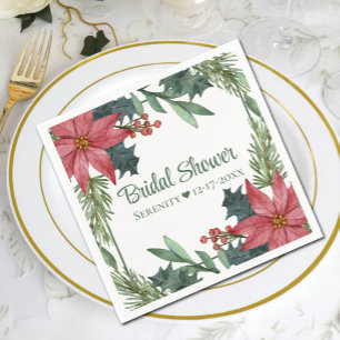Poinsettia Winter Christmas Floral Bridal Shower Napkin