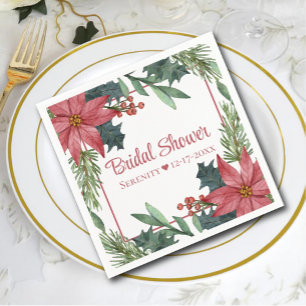 Poinsettia Winter Christmas Floral Bridal Shower Napkin