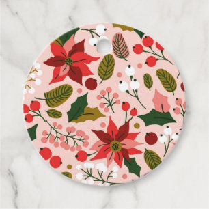 Poinsettia winter holiday favour tags
