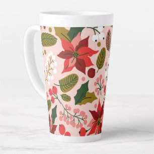 Poinsettia winter holiday latte mug
