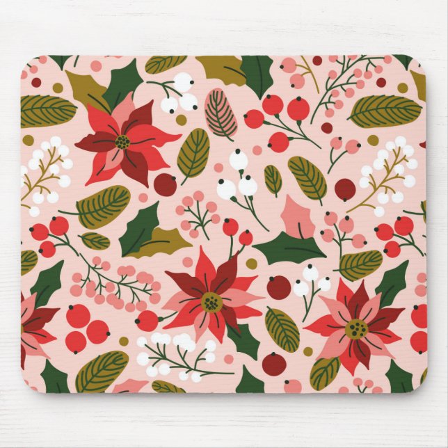 Poinsettia winter holiday mouse pad (Front)