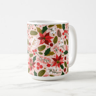 Poinsettia winter holiday mug