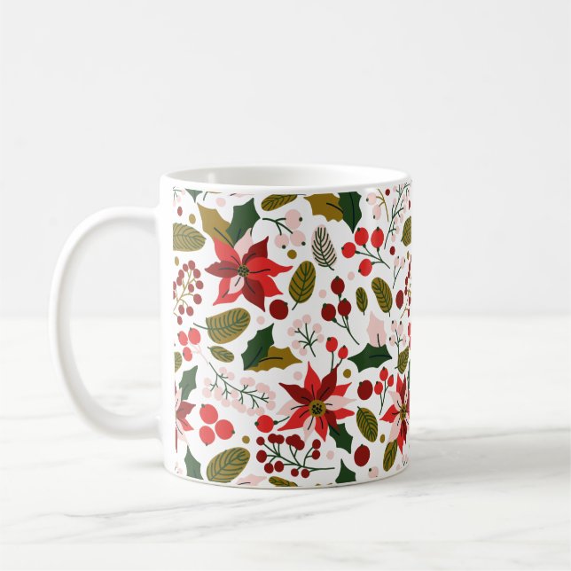 Poinsettia winter holiday mug (Left)