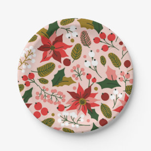 Poinsettia winter holiday plate