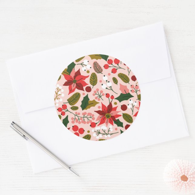 Poinsettia winter holiday sticker (Envelope)