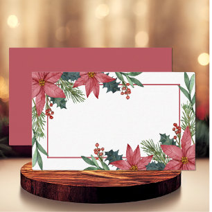 Poinsettia Winter Red Christmas Floral Wedding Place Card