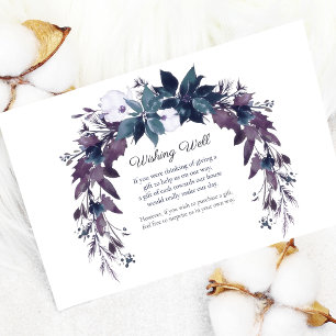 Poinsettia Wishing Well Wedding Moody Blue Enclosure Card