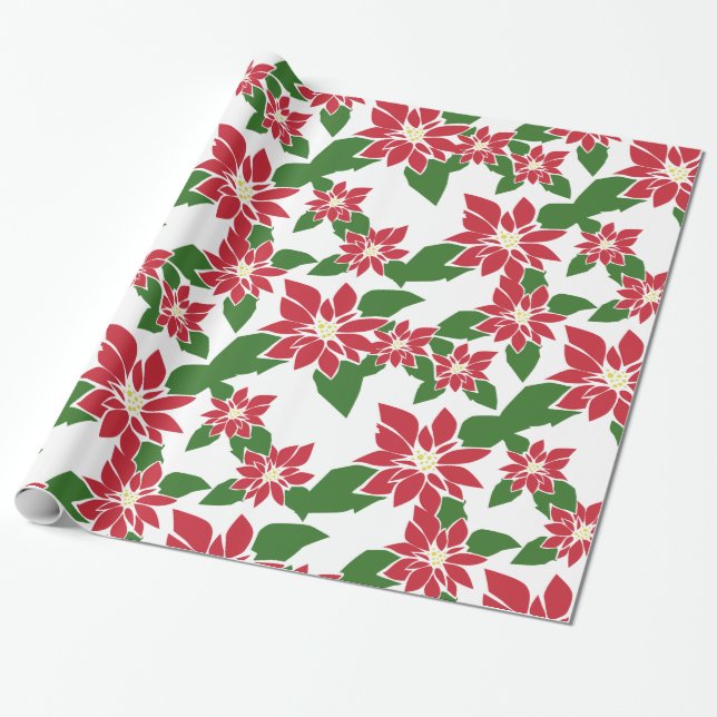 Poinsettia Wrapping Paper (Unrolled)