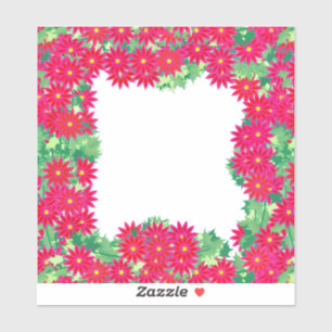 Poinsettia Wreath Border, Red and Forest Green