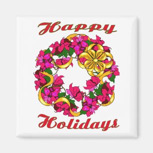 Poinsettia Wreath Magnet