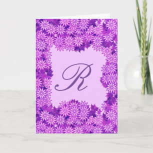 Poinsettia Wreath with Monogram, Violet Purple Holiday Card