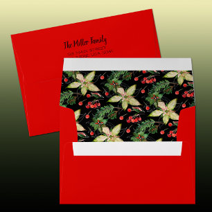 Poinsettias and Berries Red Envelope