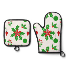 Poinsettias and Hollies in White