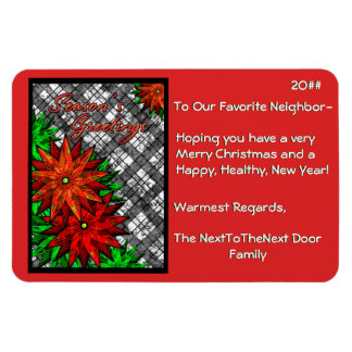 Poinsettias and Plaid (Personalised) Magnet