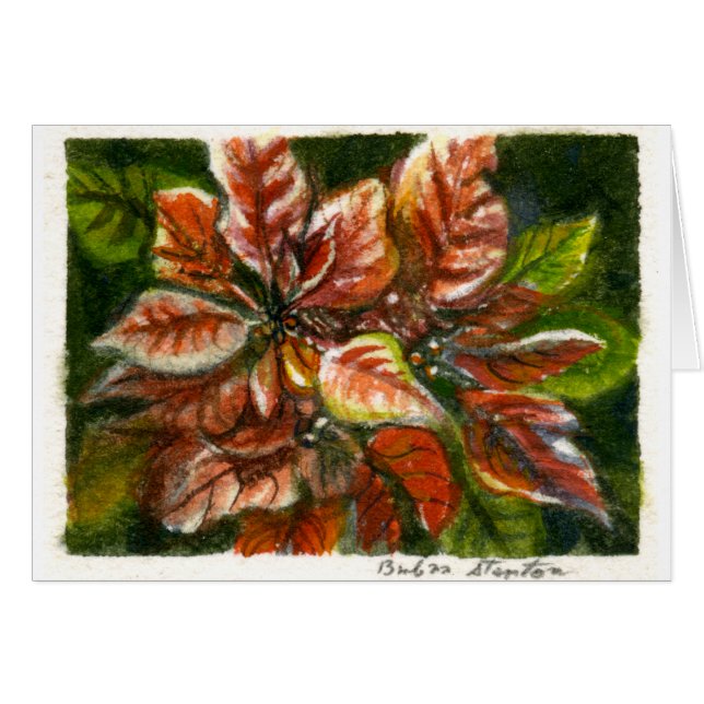 "Poinsettias" Blank Note Card (Front Horizontal)