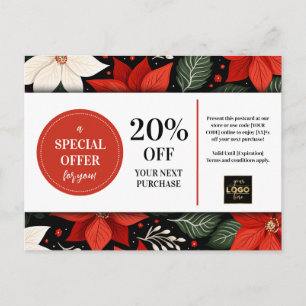 Poinsettias Christmas Custom Coupon Discount Postcard