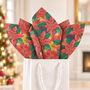 Poinsettias Christmas Floral Tissue Paper