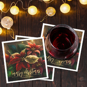 Poinsettias Christmas Holiday  Napkin