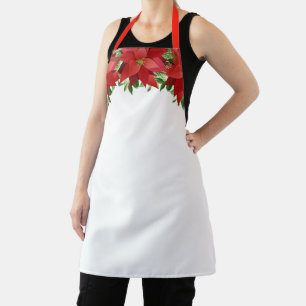 Poinsettias Christmas Personalised Custom Apron