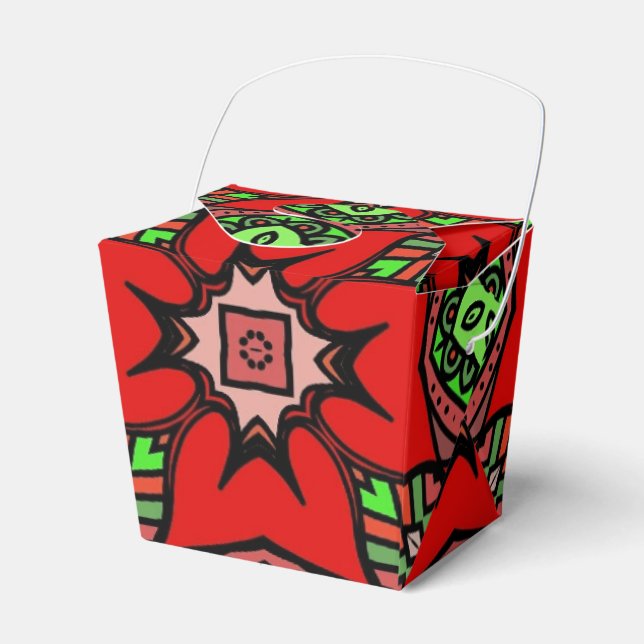 Poinsettias Christmas Takeout Favour Box (Front Side)