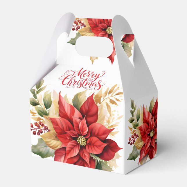 Poinsettias Favor Gift Box (Front Side)