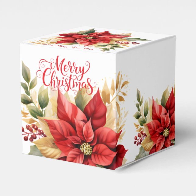 Poinsettias Favor Gift Box (Front Side)