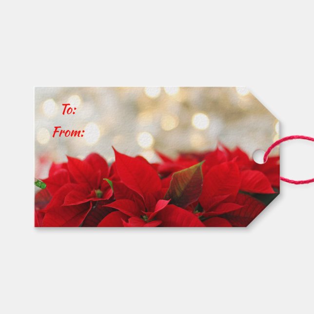 Poinsettias Gift Tags (Front (Horizontal))