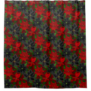 Poinsettias Goth Christmas Shower Curtain