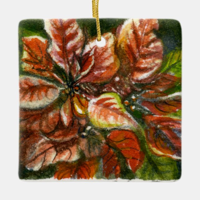 "Poinsettias" Ornament (Front)