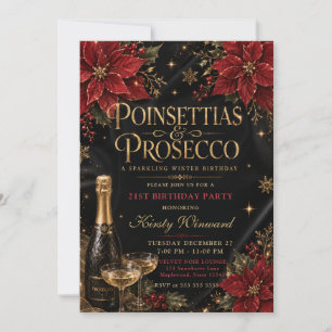 Poinsettias & Prosecco 21st Birthday Invitation