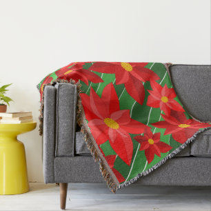 Poinsettias Throw Blanket