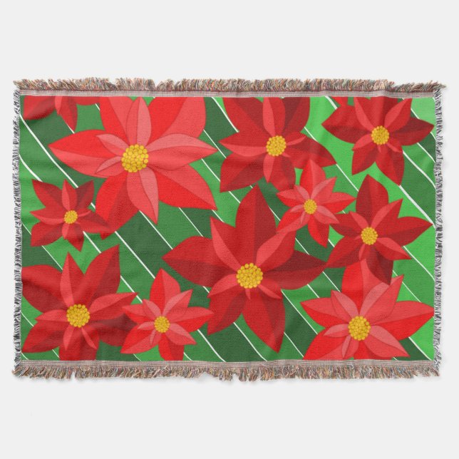 Poinsettias Throw Blanket (Front)