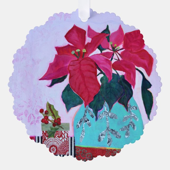Poinsettias Tree Decoration Card (Front)
