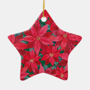 Poinsettias Winter Shelter  Ceramic Tree Decoration
