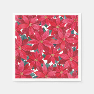 Poinsettias Winter Shelter Round Pouf Napkin