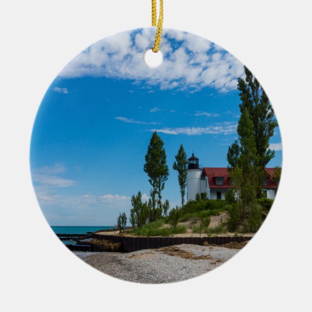 Point Betsie Light Ceramic Tree Decoration (Front)