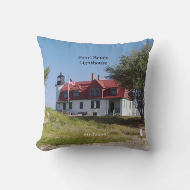 Point Betsie Lighthouse square pillow (Front)