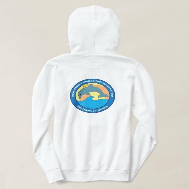 Point Fermin Elementary School Logo Womens White Hoodie (Design Back)
