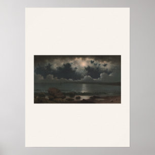 Point Judith, Rhode Island - Moonlit Seascape Poster